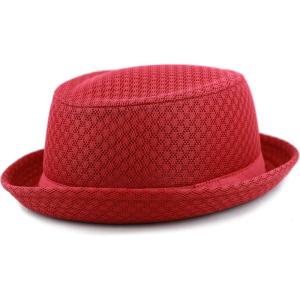 image:imageThe Hat Depot Unisex Light Weight Classic Soft Cool Mesh Pork Pie hatRed
