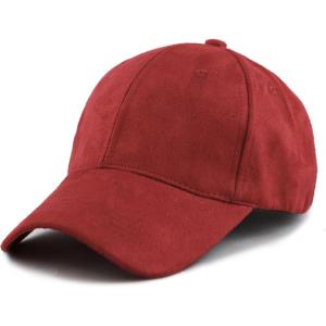 image:imageThe Hat Depot Unisex Plain Faux Suede 6 Panel Solid Adjustable Baseball Cap Wine