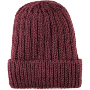 image:imageThe Hat Depot Winter Big Slouchy Chunky Thick Stretch Knit Beanie Fleece Lined Beanie Without Pom Hat1 Straight Burgundy