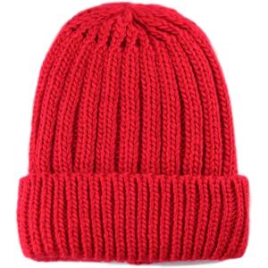 image:imageThe Hat Depot Winter Big Slouchy Chunky Thick Stretch Knit Beanie Fleece Lined Beanie Without Pom Hat1 Straight Red