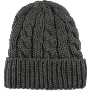 image:imageThe Hat Depot Winter Big Slouchy Chunky Thick Stretch Knit Beanie Fleece Lined Beanie Without Pom Hat2 Curly Dark Grey