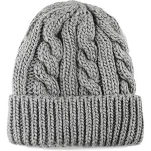 image:imageThe Hat Depot Winter Big Slouchy Chunky Thick Stretch Knit Beanie Fleece Lined Beanie Without Pom Hat2 Curly Grey