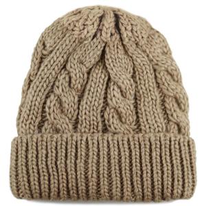 image:imageThe Hat Depot Winter Big Slouchy Chunky Thick Stretch Knit Beanie Fleece Lined Beanie Without Pom Hat2 Curly Khaki