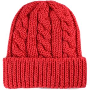 image:imageThe Hat Depot Winter Big Slouchy Chunky Thick Stretch Knit Beanie Fleece Lined Beanie Without Pom Hat2 Curly Red
