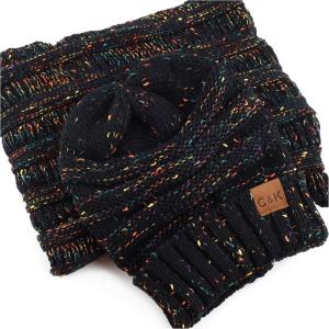 image:imageThe Hat Depot Winter Multi Color Ribbed Beanie  Soft Stretch Cable Knit  Warm Skull CapSlouchy Black Beanie Bundle