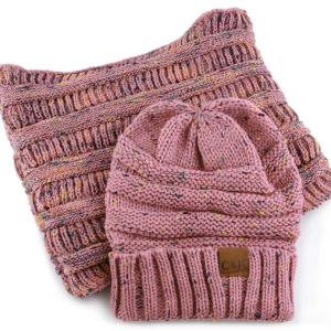 image:imageThe Hat Depot Winter Multi Color Ribbed Beanie  Soft Stretch Cable Knit  Warm Skull CapSlouchy Pink Beanie Bundle