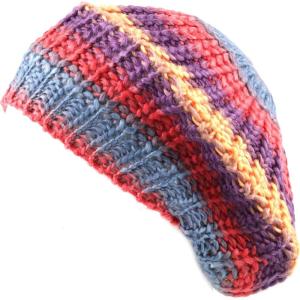 image:imageThe Hat Depot Winter Multi Colors Knit Beret All Kinds of Tam Hats1 Style 33  PurpleCoral