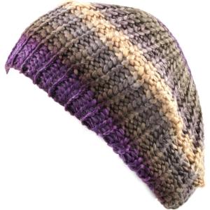 image:imageThe Hat Depot Winter Multi Colors Knit Beret All Kinds of Tam Hats1 Style 33  PurpleGray