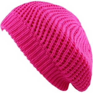 image:imageThe Hat Depot Winter Multi Colors Knit Beret All Kinds of Tam Hats2 Style 008  Hot Pink