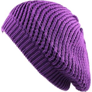 image:imageThe Hat Depot Winter Multi Colors Knit Beret All Kinds of Tam Hats2 Style 008  Purple