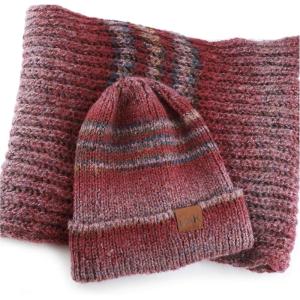 image:imageThe Hat Depot Winter Warm Knit Infinity Loop Scarf And Cuff Beanie Hat Bundle SetBurgundy