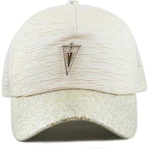 image:imageThe Hat Depot Women Cap Sequins Glitter Ornament Mesh Trucker Snap Back HatTriangle Beige