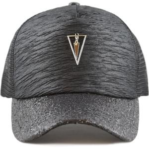 image:imageThe Hat Depot Women Cap Sequins Glitter Ornament Mesh Trucker Snap Back HatTriangleblack