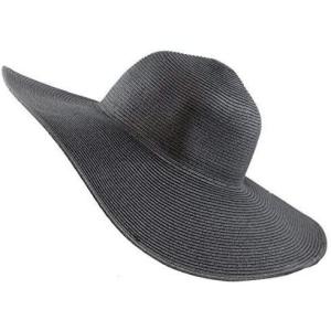 image:imageThe Hat Depot Womens Large Wide Brim Floppy Beach Sun Visor Shade Straw Hat CapBlack