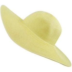 image:imageThe Hat Depot Womens Large Wide Brim Floppy Beach Sun Visor Shade Straw Hat CapYellow