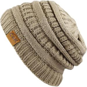 image:imageWinter Knit Ribbed Beanie Hat  Warm Soft Stretch Cable Knit Ribbed Cap for Men amp Women1 Th11  Khaki