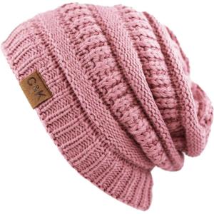 image:imageWinter Knit Ribbed Beanie Hat  Warm Soft Stretch Cable Knit Ribbed Cap for Men amp Women1 Th11  Pink