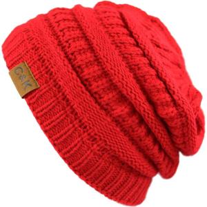 image:imageWinter Knit Ribbed Beanie Hat  Warm Soft Stretch Cable Knit Ribbed Cap for Men amp Women1 Th11  Red