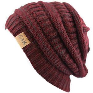 image:imageWinter Knit Ribbed Beanie Hat  Warm Soft Stretch Cable Knit Ribbed Cap for Men amp Women2 Th12  BurgundyOlive