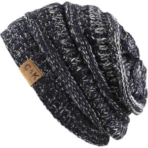 image:imageWinter Knit Ribbed Beanie Hat  Warm Soft Stretch Cable Knit Ribbed Cap for Men amp Women2 Th12  NavyWhite