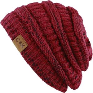 image:imageWinter Knit Ribbed Beanie Hat  Warm Soft Stretch Cable Knit Ribbed Cap for Men amp Women2 Th12  RedBlack