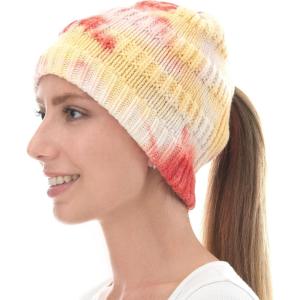image:imageWomen Beanie for Tie Dye amp Leopard amp Ponytail Cuffed Knit Viscose Acrylic Unisex Slouch Style Winter Hat4 Ponytail  Color 3