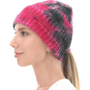 image:imageWomen Beanie for Tie Dye amp Leopard amp Ponytail Cuffed Knit Viscose Acrylic Unisex Slouch Style Winter Hat4 Ponytail  Color 6