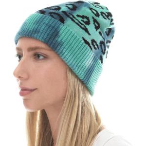 image:imageWomen Beanie for Tie Dye amp Leopard amp Ponytail Cuffed Knit Viscose Acrylic Unisex Slouch Style Winter Hat5 Leopard  Color 6
