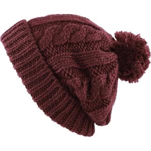 image:imageWomen and Men Beanie Daily Winter Oversized Thick Stretchy Knitted Pom Pom Beanie Fleece Lined Beanie Hat1 Curly Burgundy