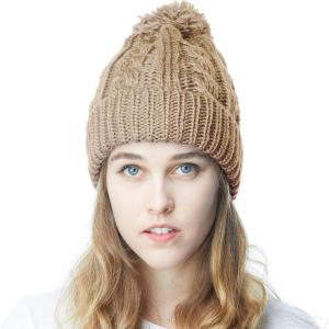 image:imageWomen and Men Beanie Daily Winter Oversized Thick Stretchy Knitted Pom Pom Beanie Fleece Lined Beanie Hat1 Curly Khaki