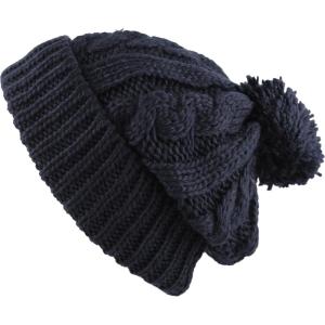 image:imageWomen and Men Beanie Daily Winter Oversized Thick Stretchy Knitted Pom Pom Beanie Fleece Lined Beanie Hat1 Curly Navy