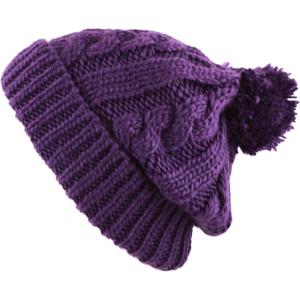 image:imageWomen and Men Beanie Daily Winter Oversized Thick Stretchy Knitted Pom Pom Beanie Fleece Lined Beanie Hat1 Curly Purple