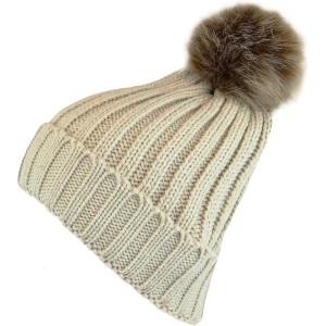 image:imageWomen and Men Beanie Daily Winter Oversized Thick Stretchy Knitted Pom Pom Beanie Fleece Lined Beanie Hat4 1105  Ivory