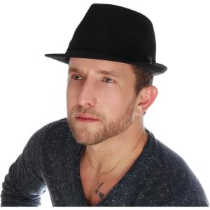 image:imageThe Hat Depot Unisex Cotton Wool Blend Herringbone Trilby Fedora Hats Medium Cotton Black