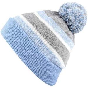 image:imageThe Hat Depot Toddler Kids Hat Warm Pompom Stretchy Knit Beanie Cap Hat Sky Blue 812yrs
