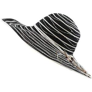 image:imageThe Hat Depot Womens Large Wide Brim Floppy Decorated Band Beach Sun Visor HatBlack