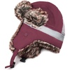 image:imageKids Winter Trapper Hat for Boys Girls Ages 610 Faux Fur Ear Flap Aviator Hat with Adjustable Warm Windproof Snow CapBurgundy Reflective