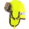 image:imageKids Winter Trapper Hat for Boys Girls Ages 610 Faux Fur Ear Flap Aviator Hat with Adjustable Warm Windproof Snow CapNeon Yellow Reflective