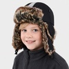 image:imageKids Winter Trapper Hat for Boys Girls Ages 610 Faux Fur Ear Flap Aviator Hat with Adjustable Warm Windproof Snow CapOff Black Reflective