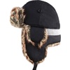 image:imageKids Winter Trapper Hat for Boys Girls Ages 610 Faux Fur Ear Flap Aviator Hat with Adjustable Warm Windproof Snow CapOff Black Reflective