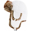 image:imageKids Winter Trapper Hat for Boys Girls Ages 610 Faux Fur Ear Flap Aviator Hat with Adjustable Warm Windproof Snow CapWhite