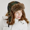 image:imageKids Winter Trapper Hat for Boys Girls Ages 610 Faux Fur Ear Flap Aviator Hat with Adjustable Warm Windproof Snow CapWood Camo Reflective
