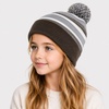image:imageKids Youth Hat Warm Pompom Stretchy Knit Cuffed Beanie Cap HatK05brown