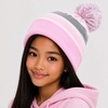 image:imageKids Youth Hat Warm Pompom Stretchy Knit Cuffed Beanie Cap HatK05light Pink