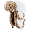 image:imageKids Winter Trapper Hat for Boys Girls Ages 610 Faux Fur Ear Flap Aviator Hat with Adjustable Warm Windproof Snow CapWhite