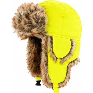 image:imageKids Winter Trapper Hat for Boys Girls Ages 610 Faux Fur Ear Flap Aviator Hat with Adjustable Warm Windproof Snow CapNeon Yellow