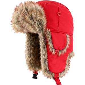 image:imageKids Winter Trapper Hat for Boys Girls Ages 610 Faux Fur Ear Flap Aviator Hat with Adjustable Warm Windproof Snow CapRed