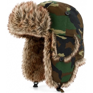 image:imageKids Winter Trapper Hat for Boys Girls Ages 610 Faux Fur Ear Flap Aviator Hat with Adjustable Warm Windproof Snow CapWood Camo