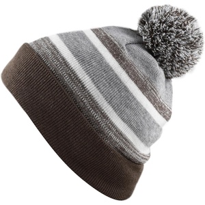 image:imageKids Youth Hat Warm Pompom Stretchy Knit Cuffed Beanie Cap HatK05brown