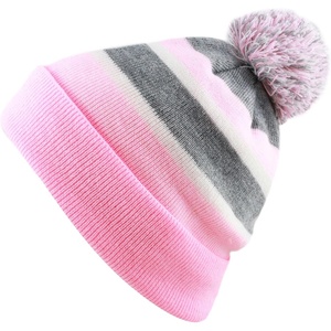 image:imageKids Youth Hat Warm Pompom Stretchy Knit Cuffed Beanie Cap HatK05light Pink